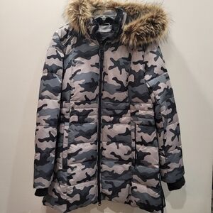 Sz Small Artic Expedition Quilted HybraDOWN Parka Coat Mid Length Made in Canada